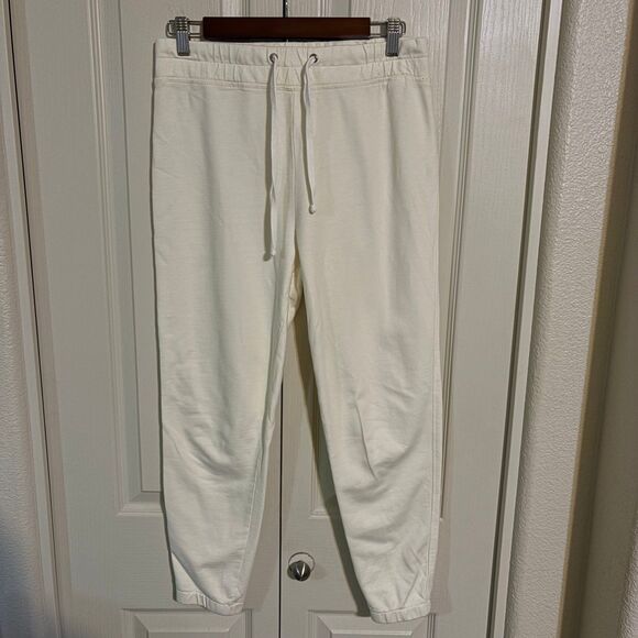 James Perse Women’s Pants Size 1 Cream 100% Cotton Elastic Waist Drawstring - Picture 1 of 9